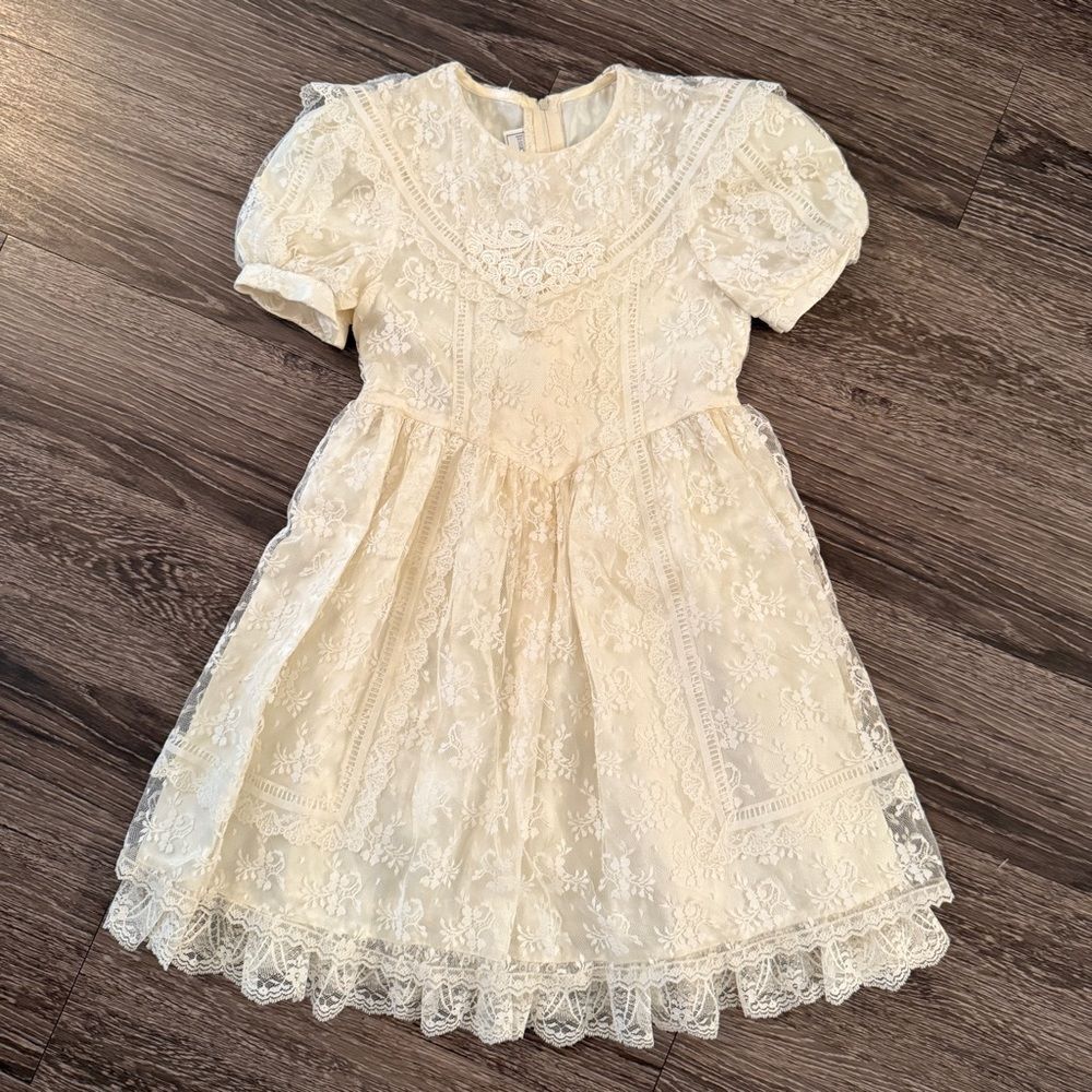 Jessica McClintock Vintage Gunne Sax Cream Lace Girls Dress